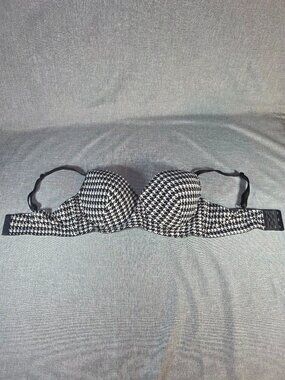 Black White Houndstooth Underwire Bra Padded